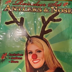 Reindeer Kit - Antlers and Red Clown Nose - Great for Parties - all ages fun